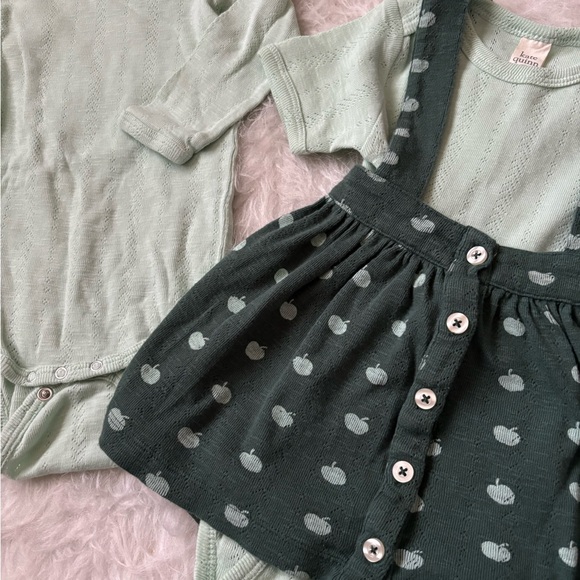 Adorable Apple Suspender Skirt with Short & Long Sleeve Onesies by Kate Quinn - Picture 2 of 4